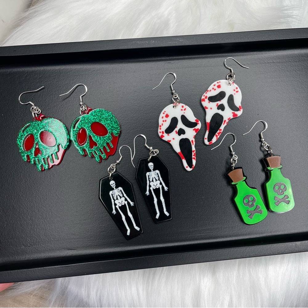 Set of 4 - Halloween Themed Acrylic Earrings